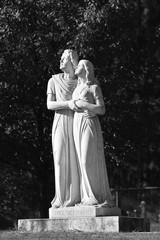 Graveyard Statue of Couple - Together Forever B&W