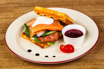Belgian Waffer with salmon