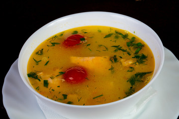 Fish soup with salmon