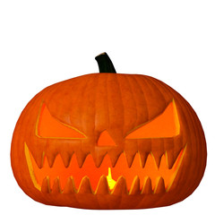 pumpkin jack-o-lantern in a white background