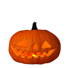 pumpkin jack-o-lantern in a white background