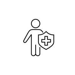 human medical insurance symbol line black icon on white background