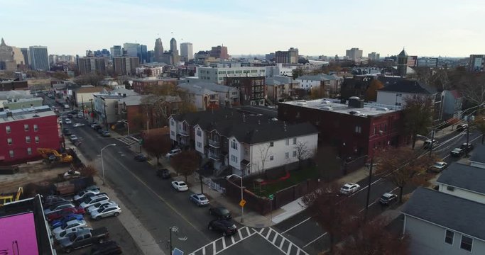 Aerial of Newark, New Jersey during Fall
