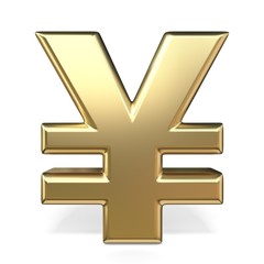 Golden currency symbol YEN 3D