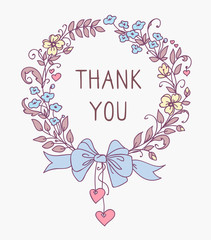 Flower wreath. Decorative vintage style. Color outline graphic isolated above white background