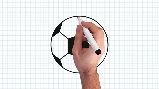 Fußball – Whiteboard Animation auf kariertem Blatt Papier