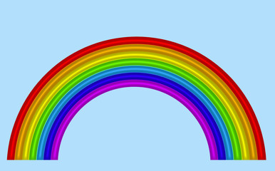 Rainbow isolated on sky blue background