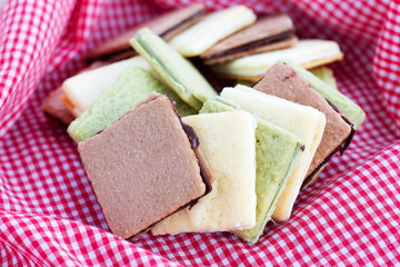 Cookies Shiroi Koibito on napkin with close up shot.