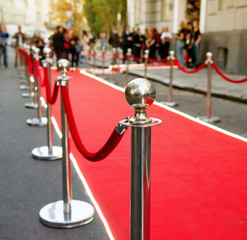 red carpet and barrier on entrance