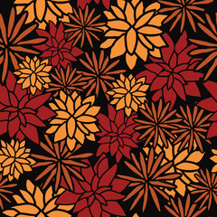 Vector autumn flowers seamless pattern print background. Perfect for fabric, wallpaper, scrapbooking and stationery projects.