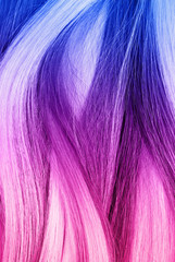 Colorful dyed hair, top view. Trendy hairstyle