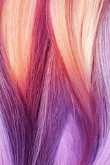 Colorful dyed hair, top view. Trendy hairstyle
