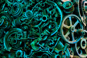 Steampunk texture, backgroung with mechanical parts, gear wheels