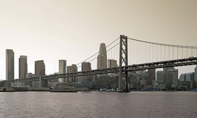 Fototapeta na wymiar Black and white skyline of San Francisco