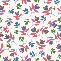 Vector Cream winter folk florals seamless pattern background. Perfect for fabric, textiles, scrapbooking and wallpaper projects.
