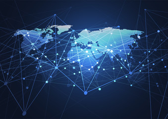 Global network connection. World map point and line composition concept of global business. Vector Illustration