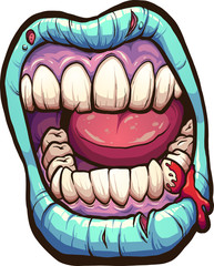 Cartoon zombie mouth.  Vector clip art illustration with simple gradients. All in a single layer. 