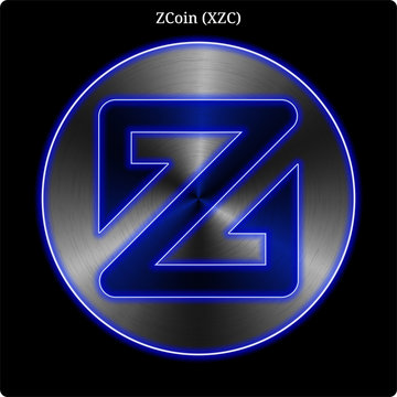 Metal ZCoin (XZC) coin witn blue neon glow.