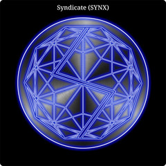 Metal Syndicate (SYNX) coin witn blue neon glow.