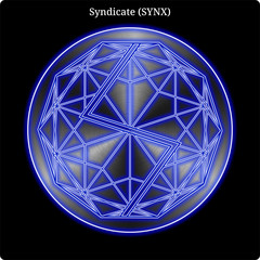 Fototapeta premium Metal Syndicate (SYNX) coin witn blue neon glow.