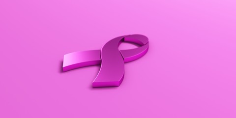 Pink Ribbon in Light Pink background. 3D Render illustration