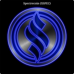 Metal Spectrecoin (XSPEC) coin witn blue neon glow.