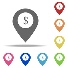 bank in map pin icon. Elements of banking in multi color style icons. Simple icon for websites, web design, mobile app, info graphics