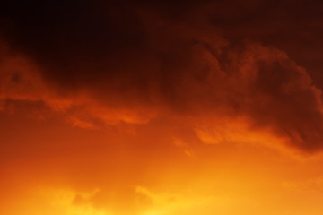 Fiery red and orange evening sky
