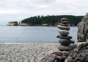 Stacked Stones on a Beach