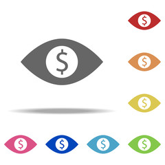 money in eye icon. Elements of banking in multi color style icons. Simple icon for websites, web design, mobile app, info graphics