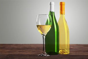 White wine glass on desk