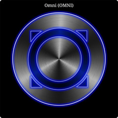 Metal Omni (OMNI) coin witn blue neon glow.