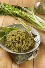 risotto with chicory - traditional Italian recipe - vegetarian recipe