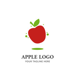 Floating red apple logo simple flat style
