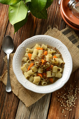 pasta with lentils and carrots