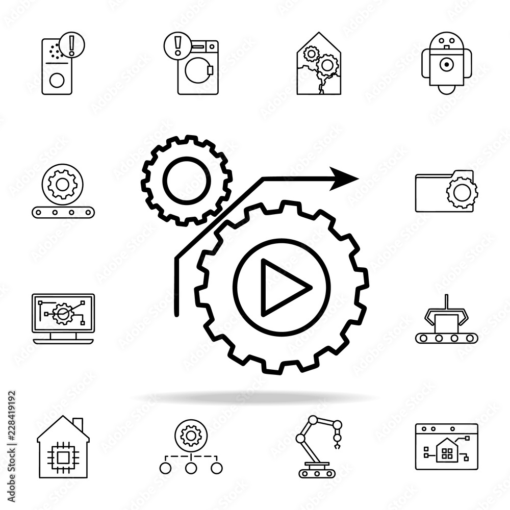Poster direction of the mechanism icon. automation icons universal set for web and mobile