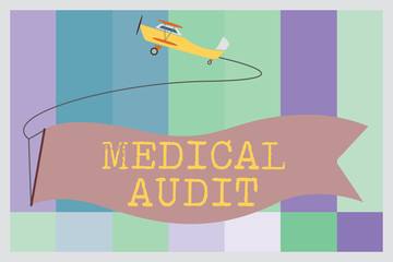Word writing text Medical Audit. Business concept for Review of the professional standards of examinings in treating.