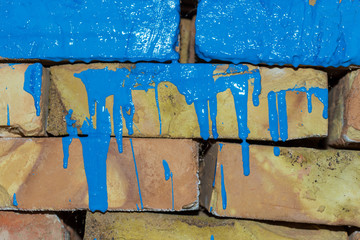 abstract background, brick painted blue paint