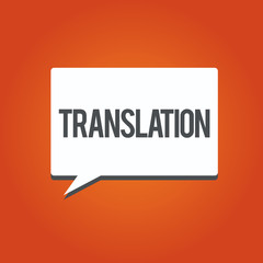 Writing note showing Translation. Business photo showcasing Process of translating words text from one language into another.