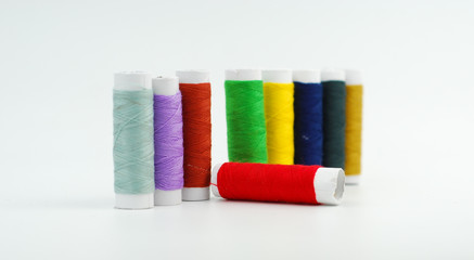 spools of thread isolated on white background