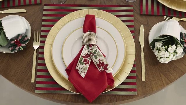 dish decorated for christmas dinner