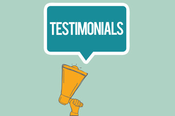 Conceptual hand writing showing Testimonials. Business photo text Formal statement testifying to someone qualifications.