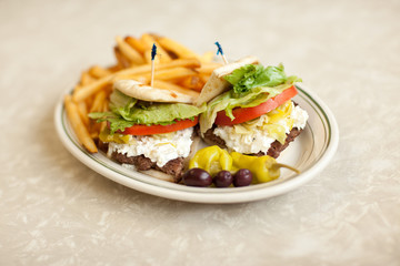 Greek Cheeseburger with French Fries
