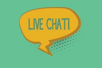 Text sign showing Live Chat. Conceptual photo Conversation on the internet Multimedia mobile communication.