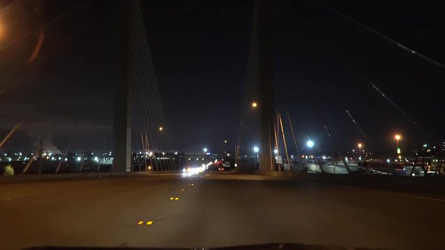 Driving over the East 21st Street Bridge, is a cable-stayed bridge which is one of only 13 bridges in the nation.