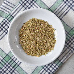 Dried oregano flakes