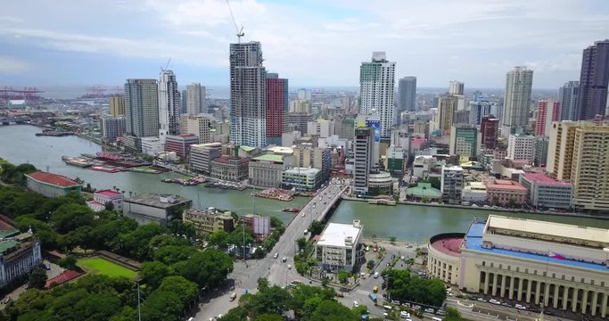 Aerial of Architecture and Cityscape of Manila, Philippines