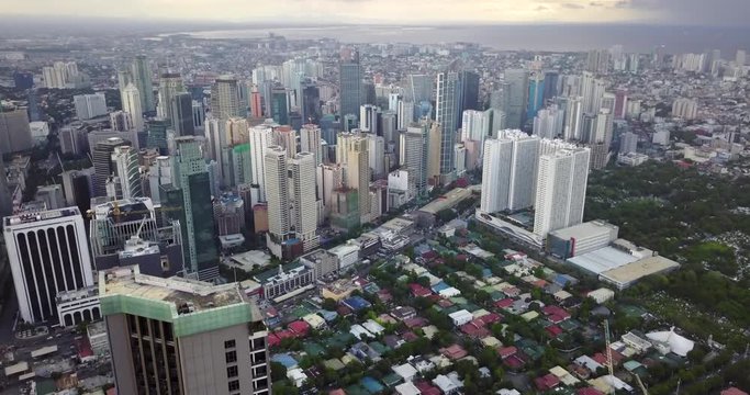 Aerial of Architecture and Cityscape of Manila, Philippines