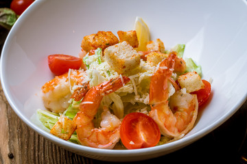 salad caesar with shrimps
