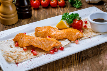 salmon fillet cooked on the grill